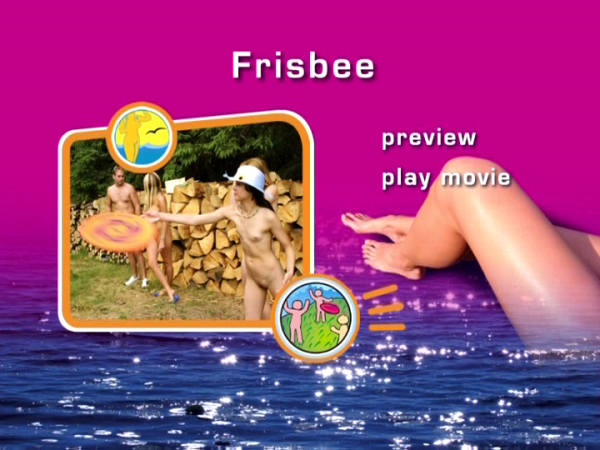 Frisbee - bare young girls nudists play