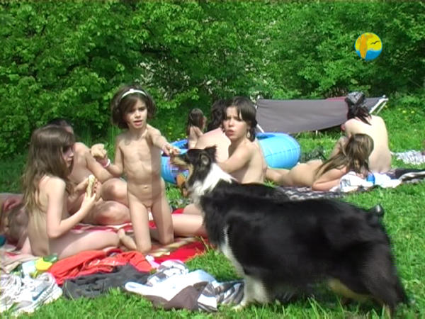 Small Trampoline - family naturism outdoors