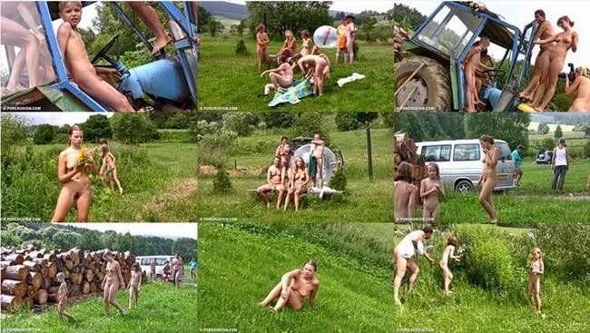 Naturism on green grass in the forest video